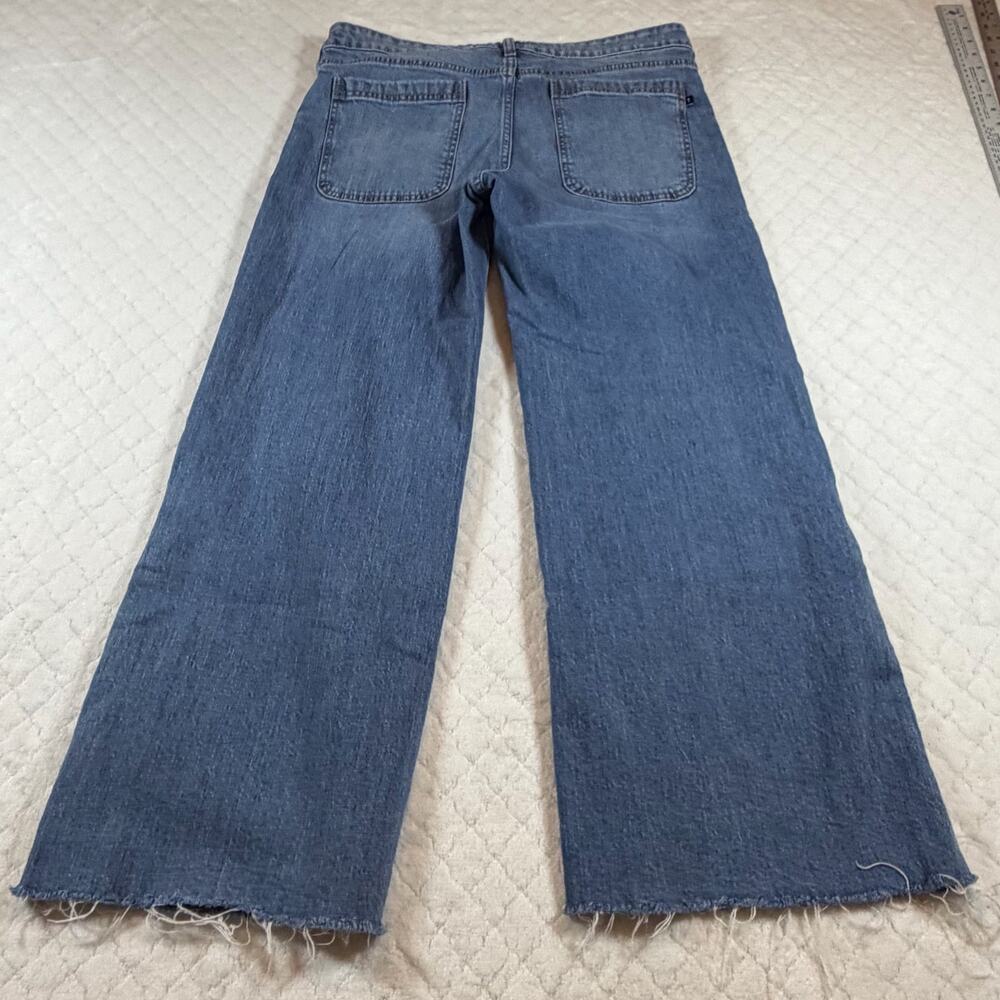 Anthropologie Pilcro Skater Low-Rise Wide-Leg Jeans snap cuffs raw hem size 30 - Picture 8 of 12